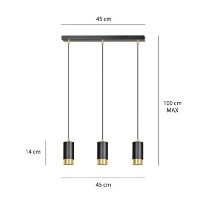 Emibig Lighting Taklampa FUMIKO 3 SVART/GULD