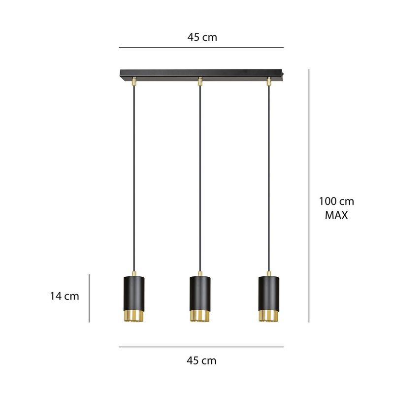Emibig Lighting Taklampa FUMIKO 3 SVART/GULD