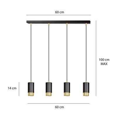 Emibig Lighting Taklampa FUMIKO 4 SVART/GULD