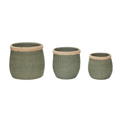 Hübsch Moss Korgar Grön/Natur (set om 3)