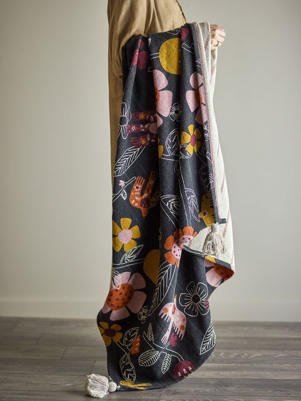 Bloomingville Vivielle pläd flerfärgad 160x130 cm