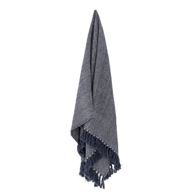 Bloomingville Herringbone pläd blå 160x130 cm