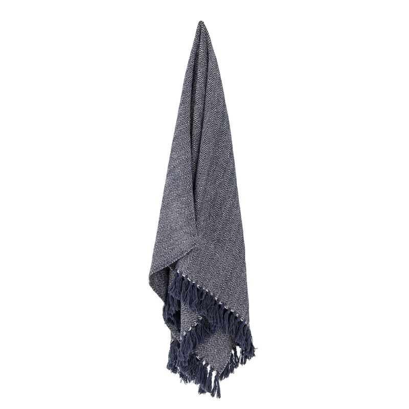 Bloomingville Herringbone pläd blå 160x130 cm