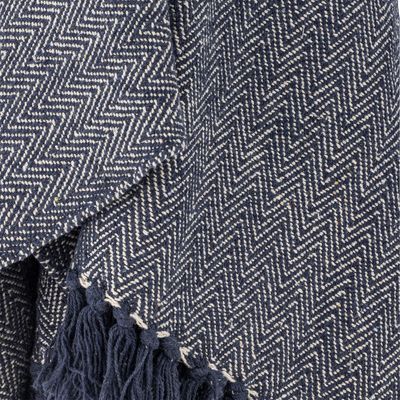 Bloomingville Herringbone pläd blå 160x130 cm
