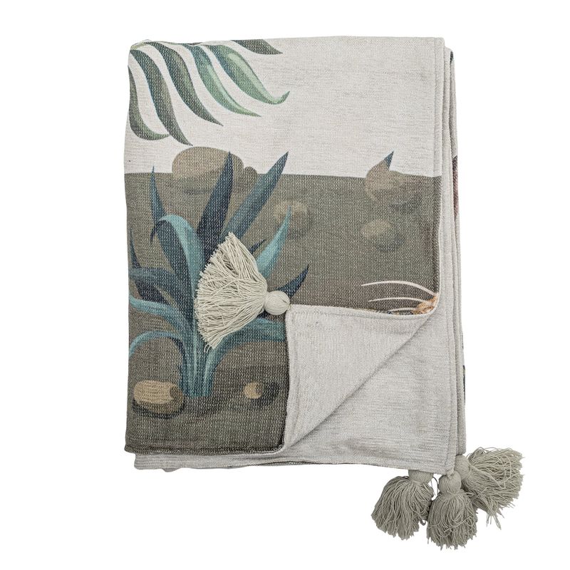 Bloomingville Peacock pläd grön 160x130 cm