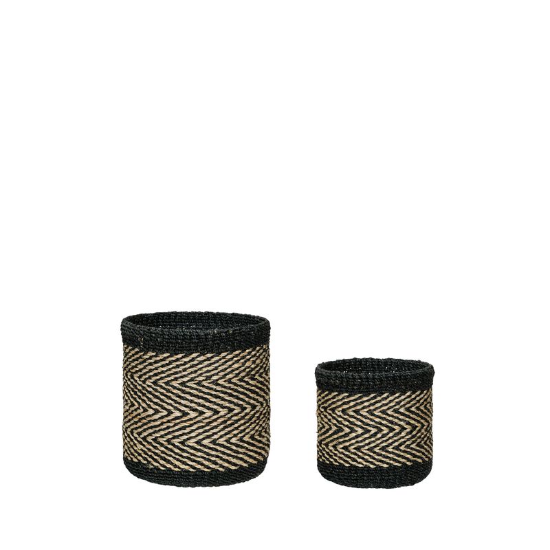 Hübsch Criss Cross Korgar Svart/Natur (set om 2)