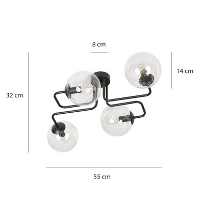 Emibig Lighting Taklampa BRENDI 4 BL TRANSPARENT