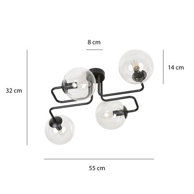 Emibig Lighting Taklampa BRENDI 4 BL TRANSPARENT