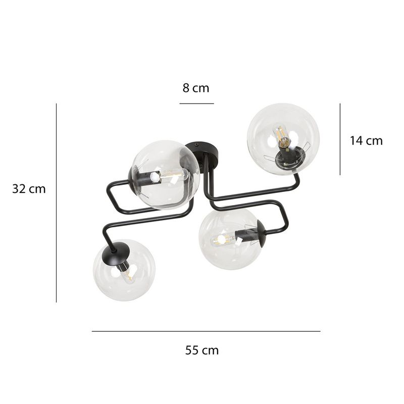 Emibig Lighting Taklampa BRENDI 4 BL TRANSPARENT