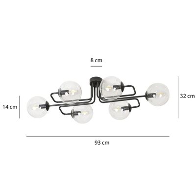 Emibig Lighting Taklampa BRENDI 6A BL TRANSPARENT