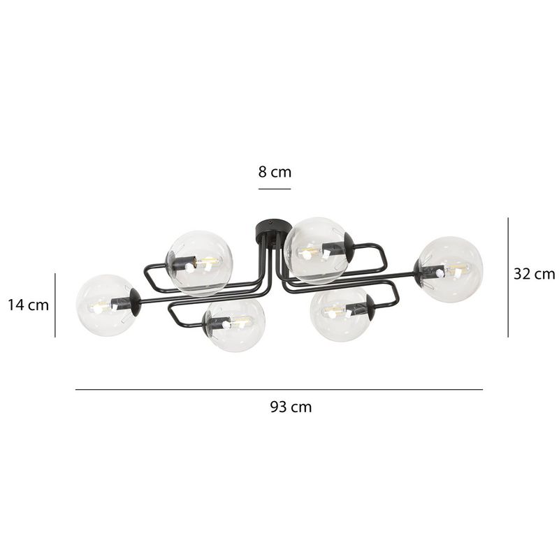 Emibig Lighting Taklampa BRENDI 6A BL TRANSPARENT