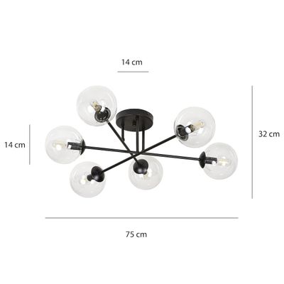 Emibig Lighting Taklampa BRENDI 6B BL TRANSPARENT