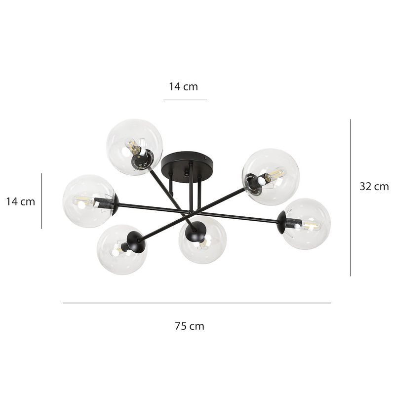 Emibig Lighting Taklampa BRENDI 6B BL TRANSPARENT