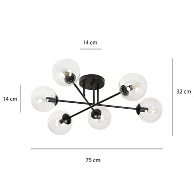 Emibig Lighting Taklampa BRENDI 6B BL TRANSPARENT