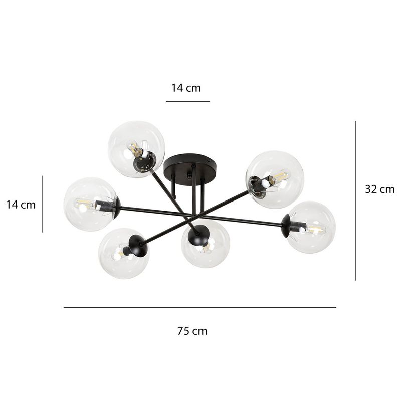 Emibig Lighting Taklampa BRENDI 6B BL TRANSPARENT
