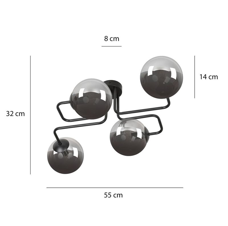 Emibig Lighting Taklampa BRENDI 4 BL GRAFIT