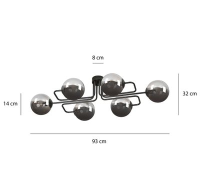 Emibig Lighting Taklampa BRENDI 6A BL GRAFIT