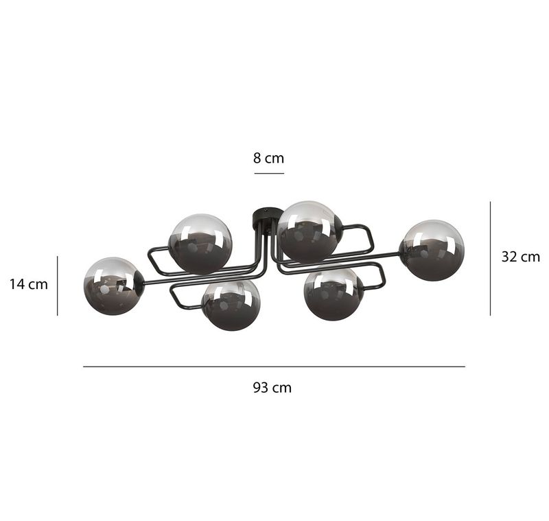 Emibig Lighting Taklampa BRENDI 6A BL GRAFIT