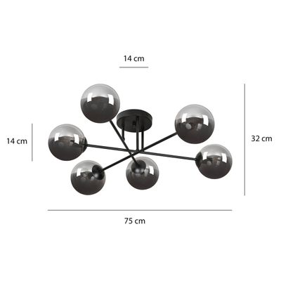 Emibig Lighting Taklampa BRENDI 6B BL GRAFIT