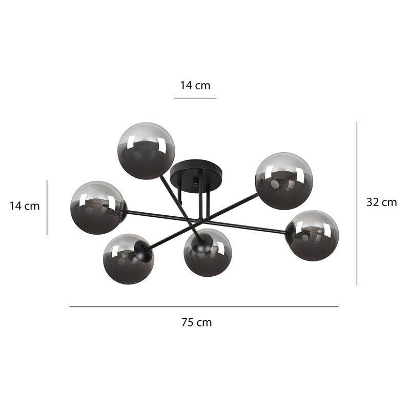 Emibig Lighting Taklampa BRENDI 6B BL GRAFIT
