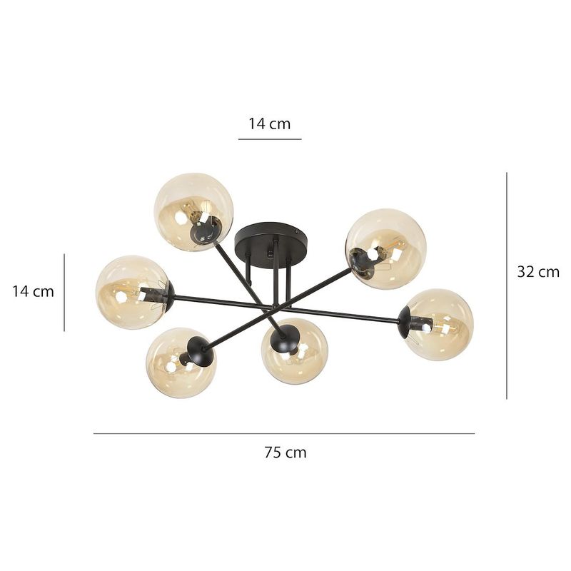 Emibig Lighting Taklampa BRENDI 6B BL HONUNG