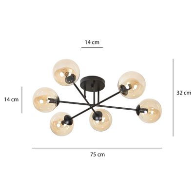 Emibig Lighting Taklampa BRENDI 6B BL HONUNG