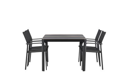 Venture Home Togo & Santorini Rektangulärt Matbord 150 x 90 Svart + 4 st Matstolar Svart