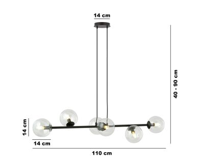 Emibig Lighting Taklampa ROSSI 6 BL TRANSPARENT