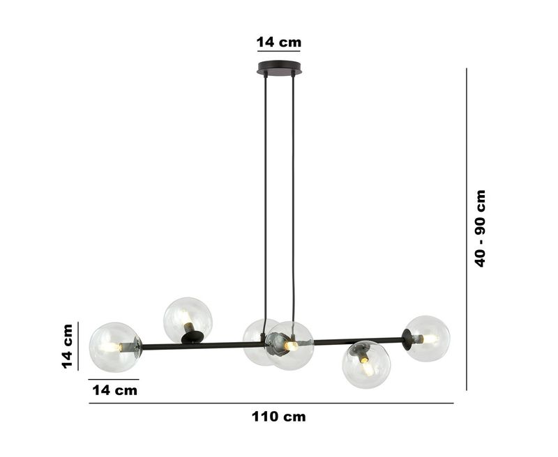 Emibig Lighting Taklampa ROSSI 6 BL TRANSPARENT
