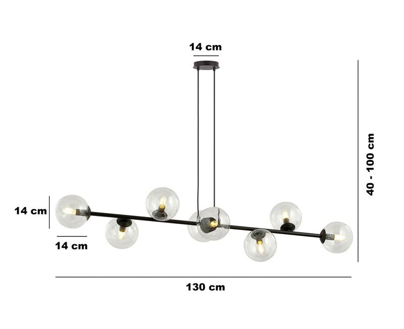 Emibig Lighting Taklampa ROSSI 8 BL TRANSPARENT