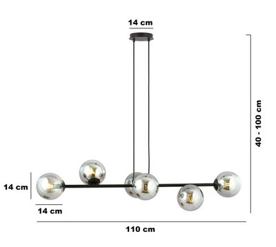 Emibig Lighting Taklampa ROSSI 6 BL GRAFIT