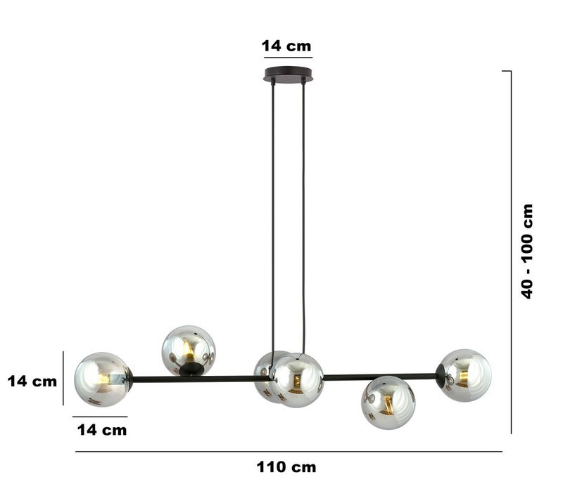 Emibig Lighting Taklampa ROSSI 6 BL GRAFIT