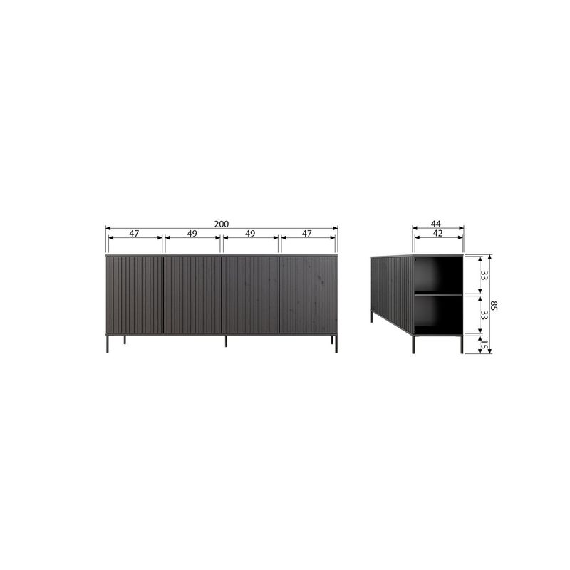 WOOOD NEW GRAVURE Sideboard 200 cm Askfaner Espresso