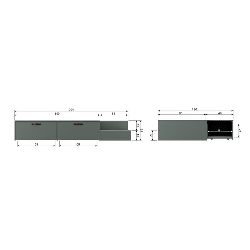 vtwonen Stage Säng med Lådor 80x200cm Furu Grönsåpad