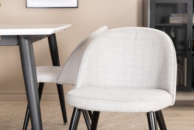 Venture Home Jimmy & Velvet Rektangulärt Matbord 150 x 90 Vit + 4 st Matstolar Grå