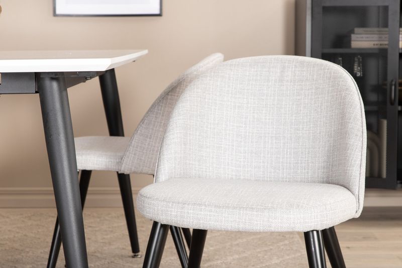 Venture Home Jimmy & Velvet Rektangulärt Matbord 150 x 90 Vit + 4 st Matstolar Grå