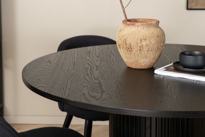 Venture Home Bianca & Velvet Runt Matbord ⌀110 Svart + 4 st Matstolar Svart