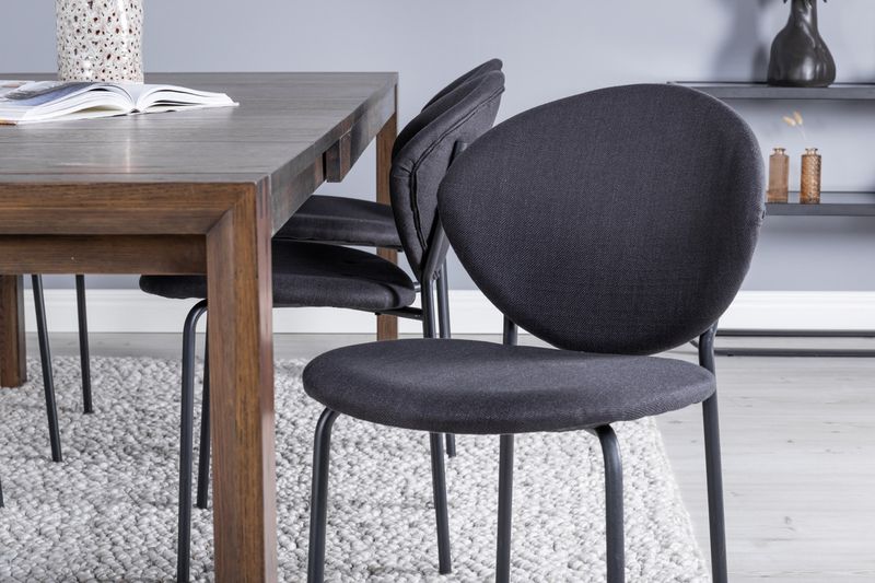 Venture Home Slider & Vault Rektangulärt Matbord 170 x 95 Natur + Matstolar 6-pack Svart