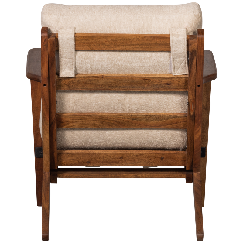 WOOOD Houston Fåtölj i Bouclé och Naturligt Akacia