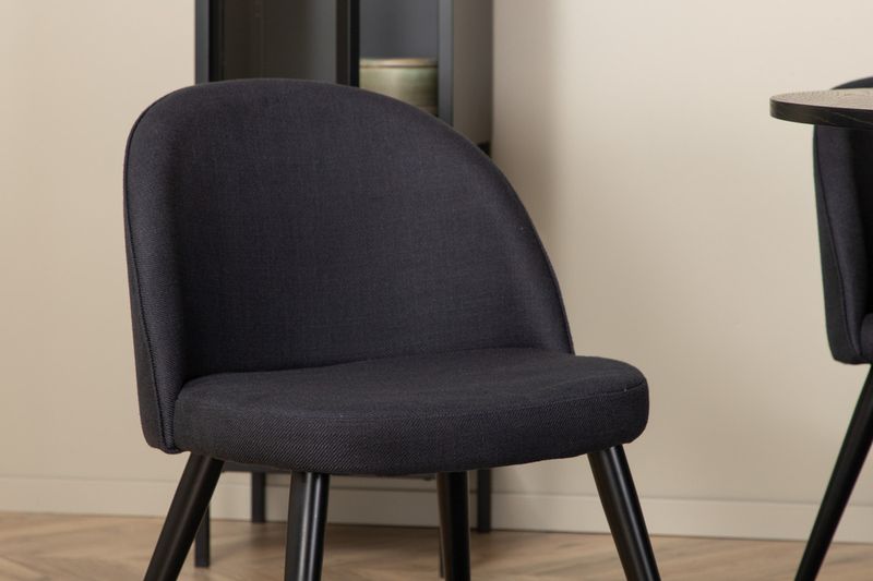 Venture Home Bianca & Velvet Runt Matbord ⌀110 Svart + 4 st Matstolar Svart