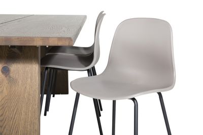 Venture Home Logger & Arctic Rektangulärt Matbord 210 x 100 Natur + Matstolar 6-pack Beige