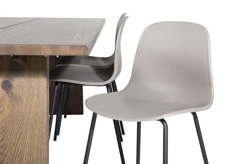 Venture Home Logger & Arctic Rektangulärt Matbord 210 x 100 Natur + Matstolar 6-pack Beige