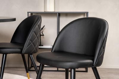 Venture Home Copenhagen & Velvet Runt Matbord ⌀140 Svart + 6 st Matstolar Svart