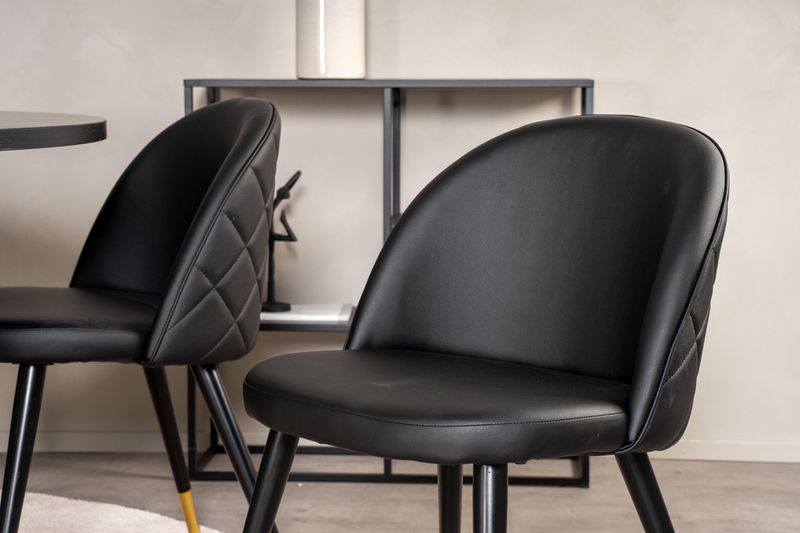 Venture Home Copenhagen & Velvet Runt Matbord ⌀140 Svart + 6 st Matstolar Svart