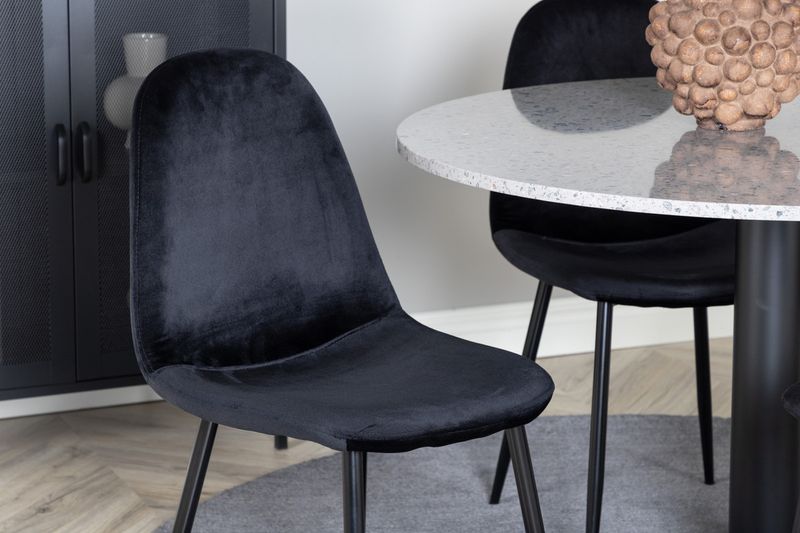 Venture Home Razzia & Polar Runt Matbord ⌀106 Grå + 4 st Matstolar Svart