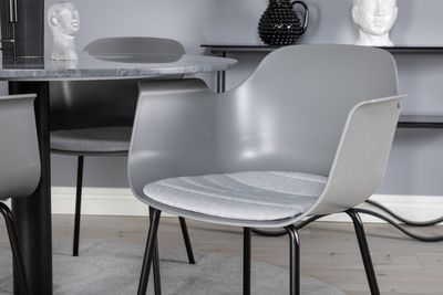 Venture Home Comfort & Estelle 4 st Matstolar Grå + Runt Matbord ⌀106 Mörkgrå