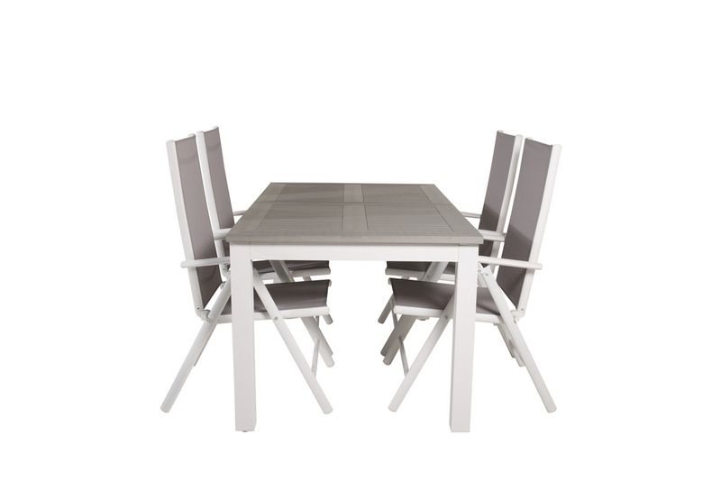 Venture Home Albany & Break Rektangulärt Matbord 152 x 90 Vit + 4 st Positionsstolar Grå
