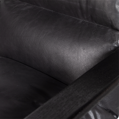 WOOOD HOUSTON Fåtölj Svart Läder/Trä