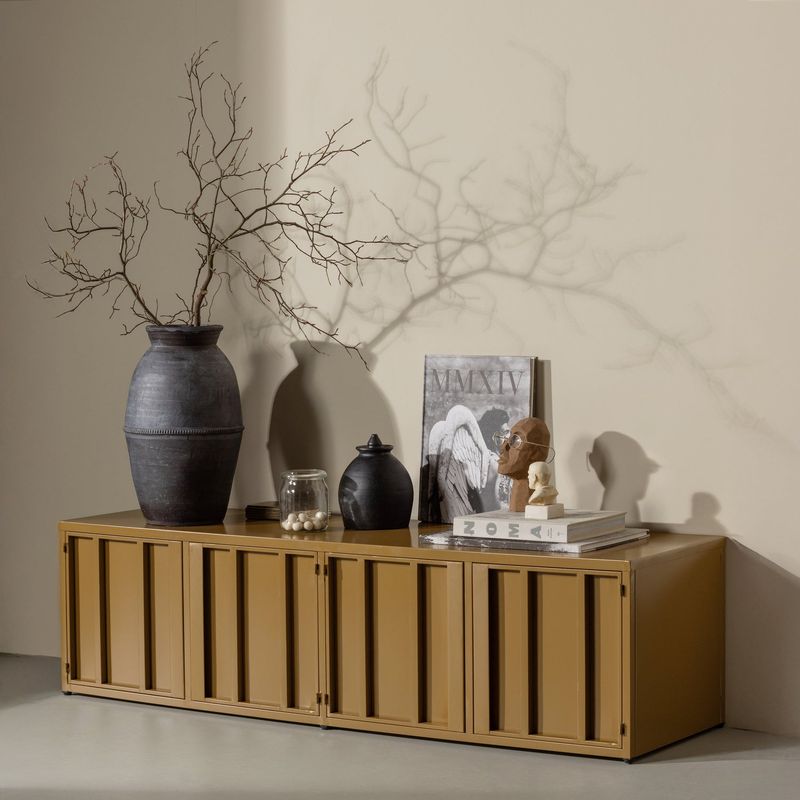 WOOOD LEVEL TV-bänk i Metall, Honungsgul 44x160 cm