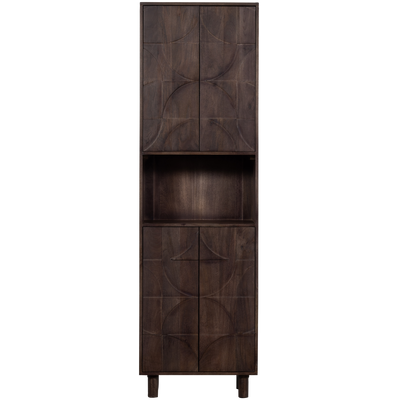 WOOOD DRAW 4-Dörrars Förvaringsskåp med Öppet Fack i Mango Valnöt